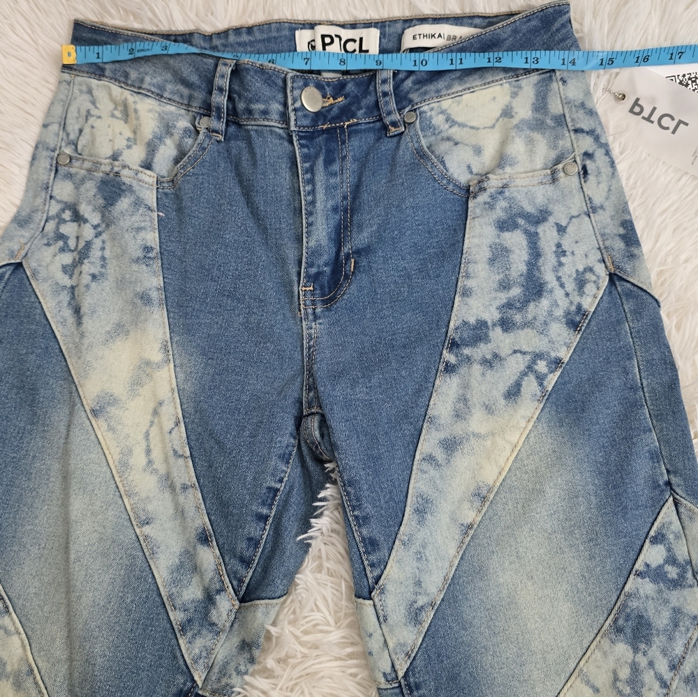 PTCL Women's Blue Tie-Dye‎ Flare Jeans High Waisted NWT Size 28 - Picture 10 of 14